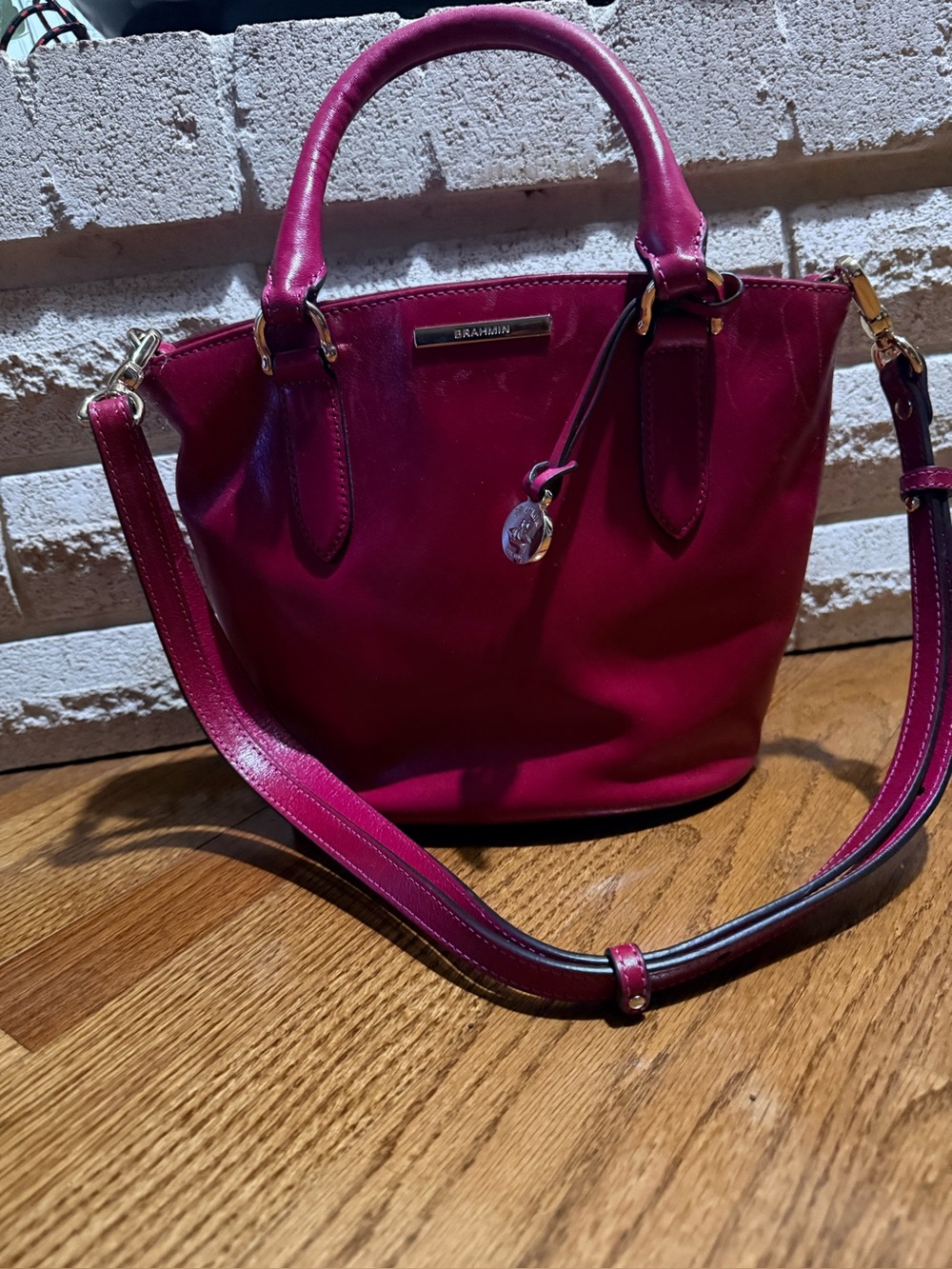 Red Brahmin Bowie Topsail leather handbag with gold hardware